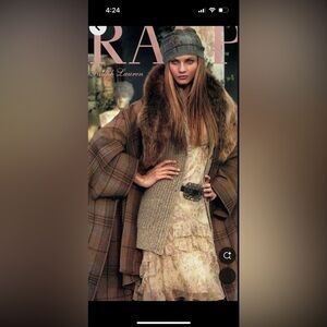 Ralph Lauren plaid shearling wool cape